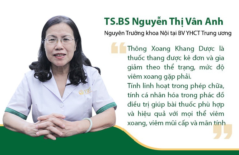 Thạc sĩ bác sĩ Nguyễn Thị Vân Anh đánh giá bài thuốc Thông xoang Khang dược