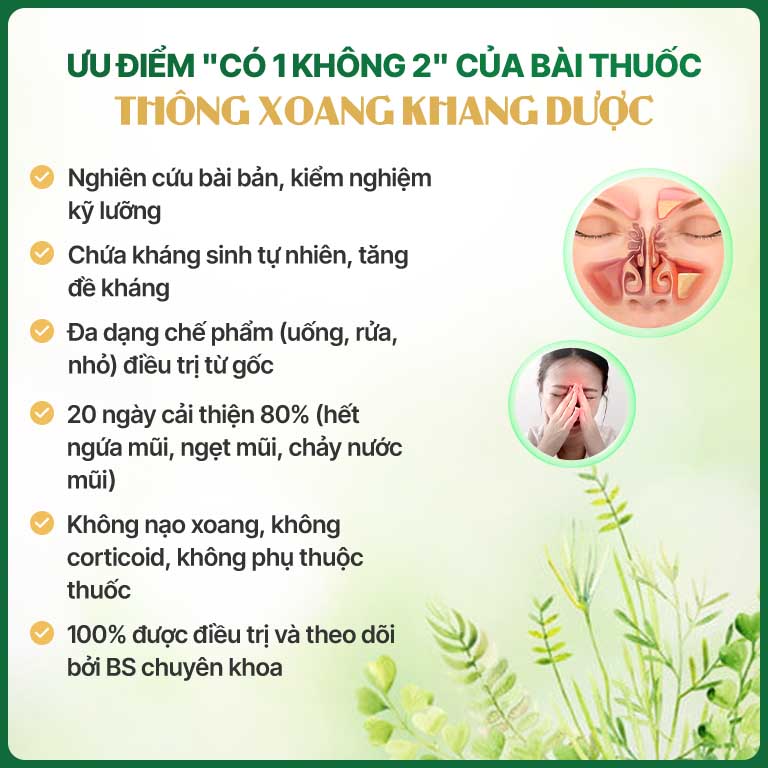 Ưu điểm bài thuốc Thông Xoang Khang Dược